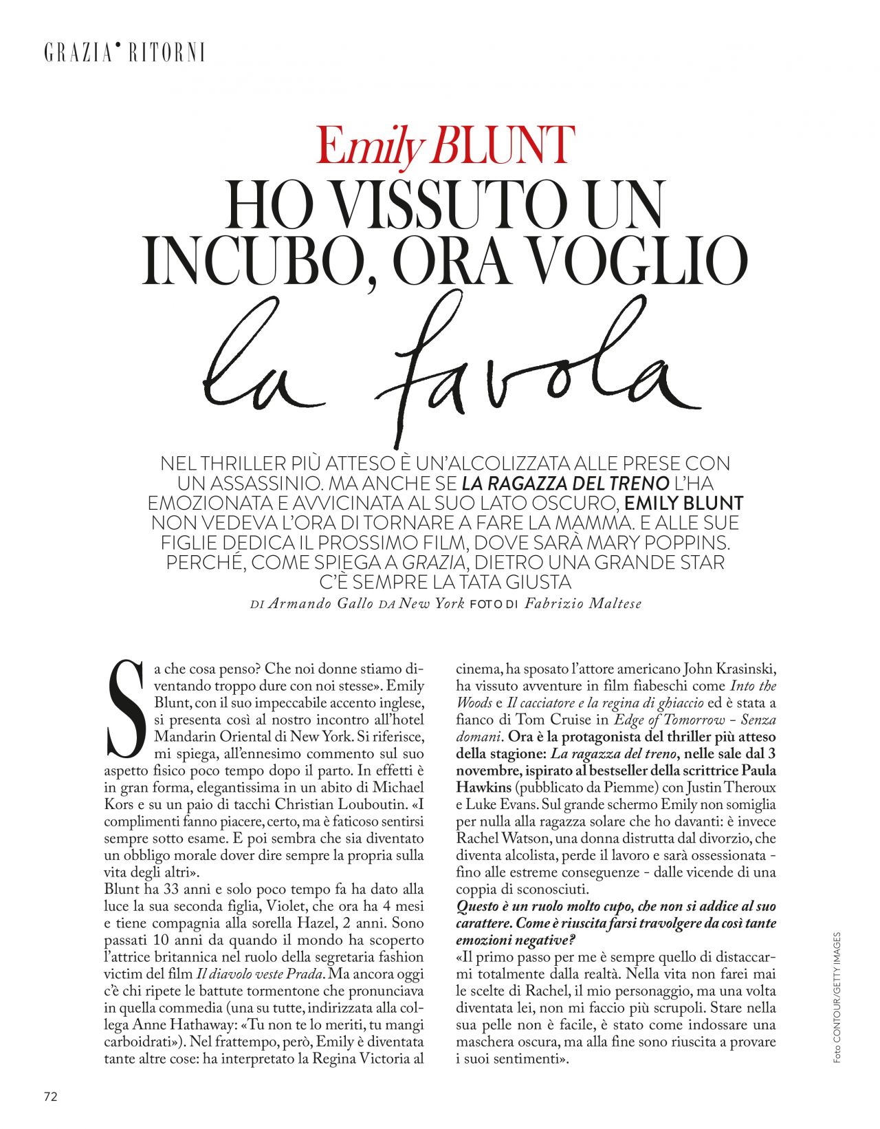 Emily Blunt - Grazia Magazine Italia November 2016 Issue • CelebMafia