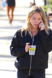 Hilary Duff Makeup Free Wearing a Black Bomber Jacket - Los Angeles, CA 10/25/ 2016