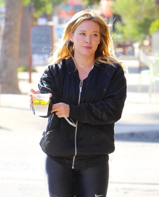 Hilary Duff Makeup Free Wearing a Black Bomber Jacket - Los Angeles, CA ...