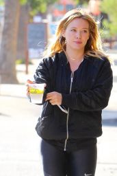 Hilary Duff Makeup Free Wearing a Black Bomber Jacket - Los Angeles, CA 10/25/ 2016