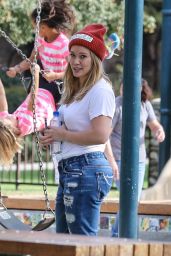 Hilary Duff Street Style - At a Park in Beverly Hills 10/16/2016 