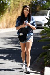 Jessica Gomes in Ripped Jeans Shorts - Arriving on the set of Her New Movie in LA 10/3/2016
