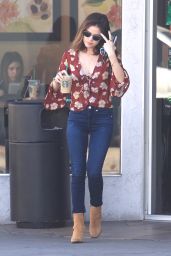 Lucy Hale - Stops By Starbucks in Studio City 10/10/2016