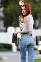 Bella Thorne in Jeans - Leaving the Sony Studios in Los Angeles 11/29 ...