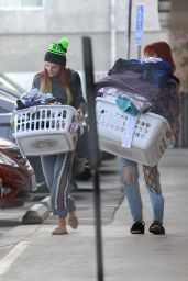Bella Thorne With Sister - Doing Their Laundry at The Laundromat in LA 11/16/ 2016