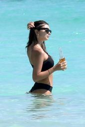 Emily Ratajkowski Hot in Black Bikini - Beach In Cancun, Mexico 11/22/ 2016