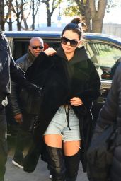 Kendall Jenner in a Pair of Black Thigh High Stripper Boots – Leaving the Mandarin Hotel 11/29/ 2016 