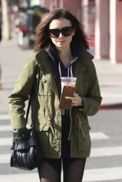 Lily Collins in Spandex - Leaves The Gym With a Cold Drink, West Hollywood, CA 11/28/ 2016