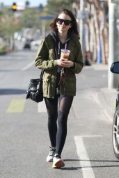 Lily Collins in Spandex - Leaves The Gym With a Cold Drink, West Hollywood, CA 11/28/ 2016