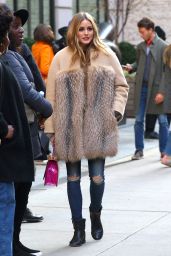 Olivia Palermo Wearing a Fur Coat - Out in NYC 11/28/ 2016