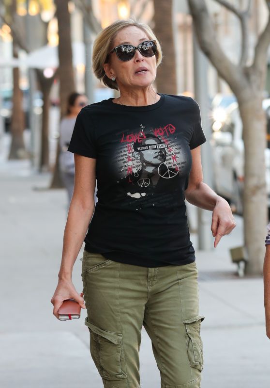 Sharon Stone - Enjoys a Walk in Beverly Hills 11/09/2016