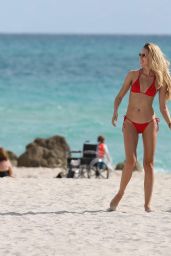 Xenia Micsanschi in Red Bikini - Miami Beach 11/22/ 2016