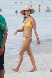 Alessandra Ambrosio in a Yellow Bikini at Beach in Santa Catarina, Brazil 12/30/ 2016