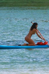 Alexandra Rodriguez - Paddle Boards in a Beige Colored Bikini in Miami 12/20/ 2016