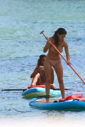 Alexandra Rodriguez - Paddle Boards in a Beige Colored Bikini in Miami 12/20/ 2016