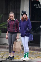 Bella Thorne in Tights - Leaves a Restaurant and Shops at the Psychic Eye in Studio City 12/15/ 2016