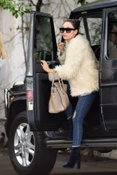 Cara Santana Sporting a White Faux Fur Coat - Christmas Shopping Spree in Hollywood 12/12/ 2016