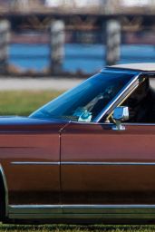 Chloe Moretz - Driving a Vintage Cadillac DeVille Across a Park During a Photoshoot in New York City, DEcember 2016