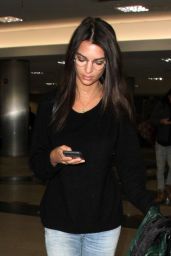 Emily Ratajkowski Travel Outfit - Arrives in Los Angeles 12/1/ 2016