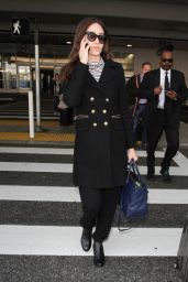 Emmy Rossum Travel Outfit - LAX Airport in Los Angeles 12/7/ 2016