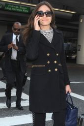 Emmy Rossum Travel Outfit - LAX Airport in Los Angeles 12/7/ 2016