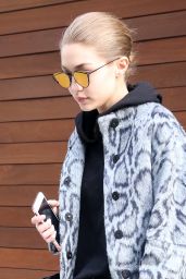 Gigi Hadid Street Style - Arriving at a Photo Studio in NYC 12/13/ 2016