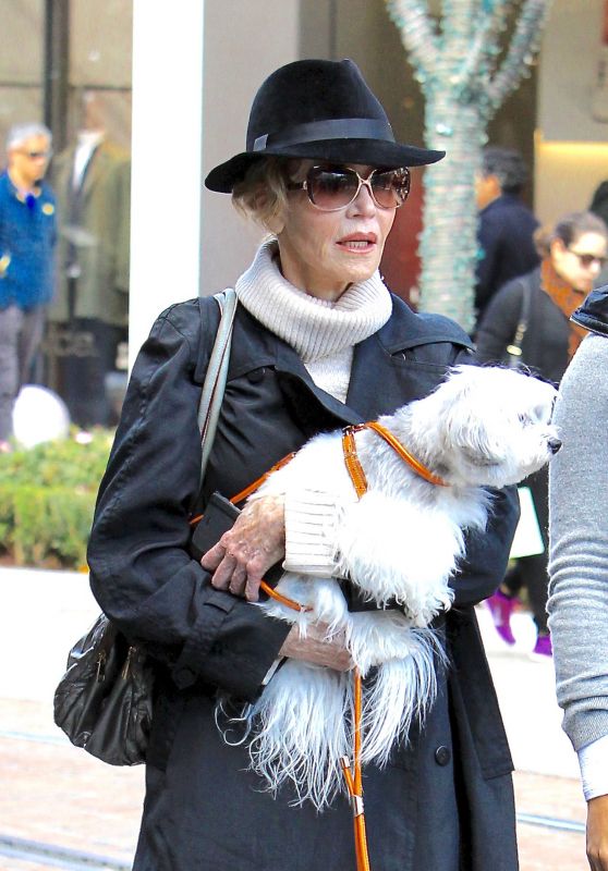 Jane Fonda - Shops With Her Dog at The Grove in Los Angeles 12/24/ 2016