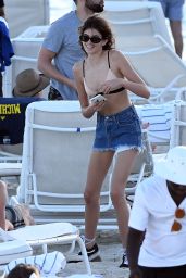 Kaia Gerber Wearing A Flesh Colored Bikini in Miami, 12/24/ 2016