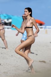 Kaia Gerber Wearing A Flesh Colored Bikini in Miami, 12/24/ 2016