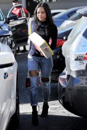 Karrueche Tran in Ripped Jeans - Holiday Shopping in Los Angeles 12/21/ 2016