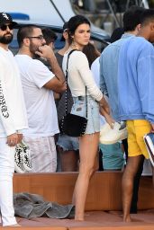 Kendall Jenner in Jeans Shorts On a Boat in Miami 12/03/ 2016