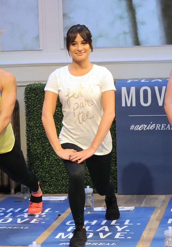 Lea Michelle - Works Out and Meditates at a LIFTED Class at the Aerie Pop-Up in Soho NYC 12/15/ 2016