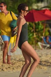 Terri Seymour at a Beach in Barbados 12/16/ 2016 