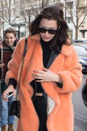 Bella Hadid Style - Arriving at Her Hotel in Paris, France 1/27/ 2017