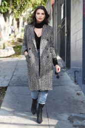 Emily Ratajkowski Looks Stunning in a Gray Coat - Los Angeles, CA 1/24/ 2017