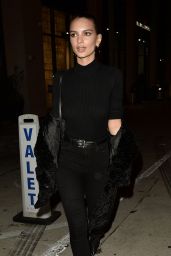 Emily Ratajkowski Wears Black-on-Black to Catch LA in West Hollywood 1/27/ 2017