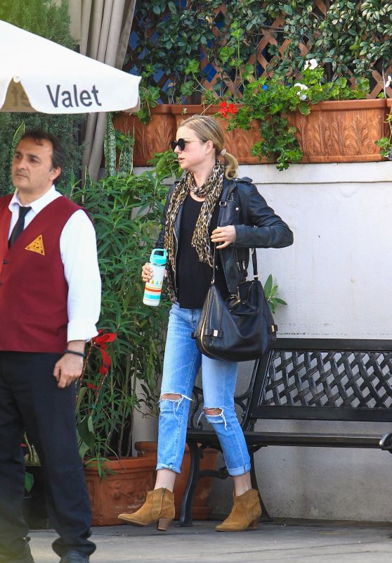 Emily VanCamp Wearing Ripped Jeans and a Leather jacket -  Los Angeles 1/11/ 2017
