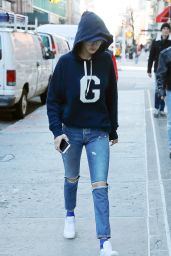 Gigi Hadid in Ripped Jeans - Out in NYC 1/25/ 2017 