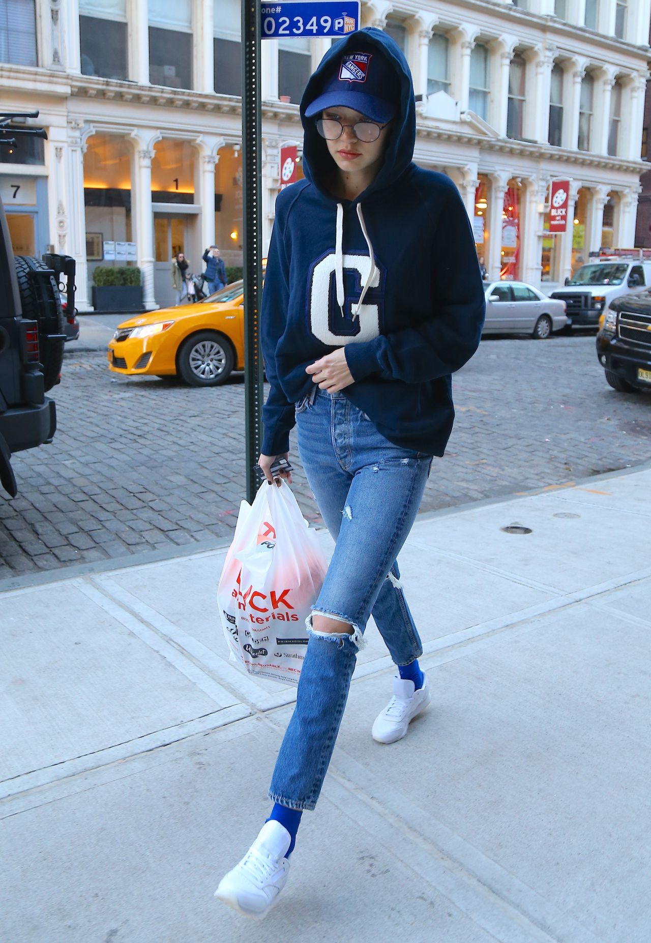 G Hadid out in NYC Street Style