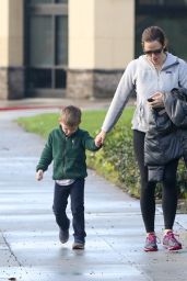 Jennifer Garner - Walking in the Rain With Her Son Samuel - Los Angeles 1/23/ 2017