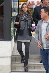 Jessica Alba Urban Style - Stopped by a Coffee Shop in Los Angeles 1/3/ 2017
