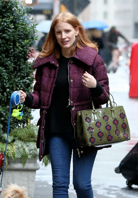 Jessica Chastain - Walking Her Dog in NYC 1/2/ 2017