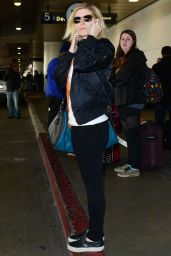 Kate Mara Travel Outfit - Arriving at Los Angeles International Airport 1/16/ 2017