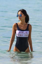 Lucy Watson in Swimsuit on the Beach in Barbados 1/4/ 2017