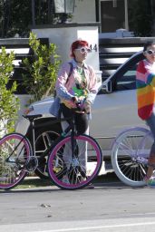 Bella & Dani Thorne - Going for a Bike Ride With a Friend in Los Angeles 2/12/ 2017