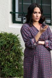 Brie Bella on the Phone Outside a Beauty Parlor in Los Angeles 2/16/ 2017