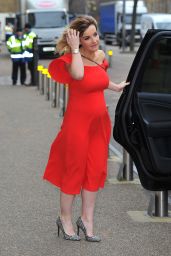 Helen Skelton in Red Dress - Leaving ITV Studios in London 2/21/ 2017
