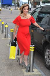 Helen Skelton in Red Dress - Leaving ITV Studios in London 2/21/ 2017
