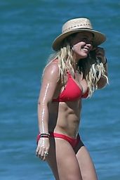 Hilary Duff in Red Bikini on the Beach in Mexico 2/4/ 2017