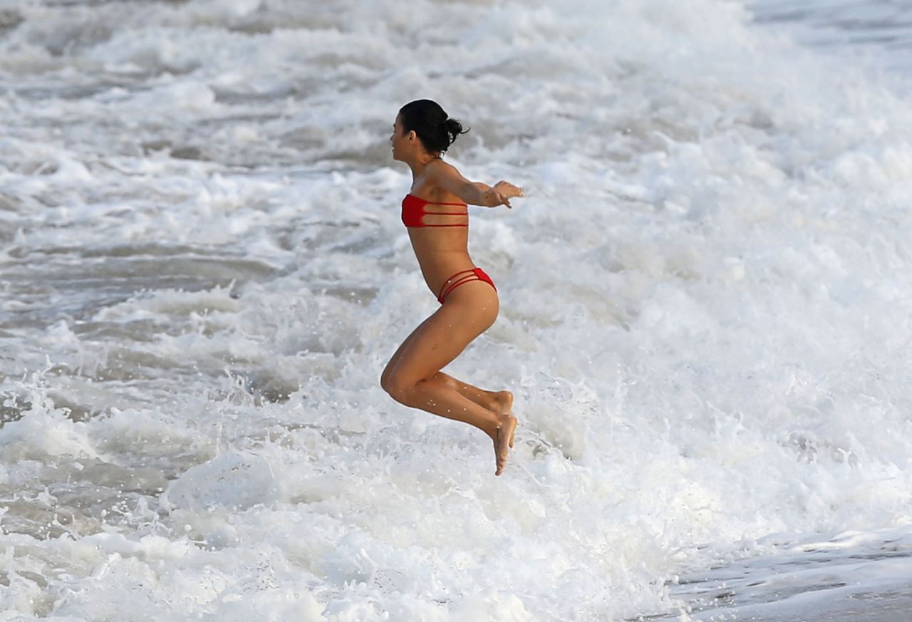 Jenna Dewan in Red Bikini - Beach Fun in Hawaii, February 2017.
